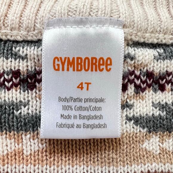 Gymboree Girls Cardigan Size 4T Beige Fair Isle Knit Rustic Ranch Cotton Boho - Picture 6 of 7